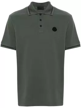 Moncler рубашка поло с нашивкой-логотипом, зеленый