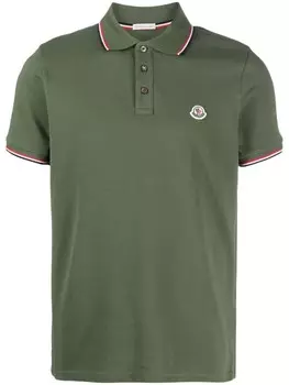 Moncler рубашка поло с нашивкой-логотипом, зеленый