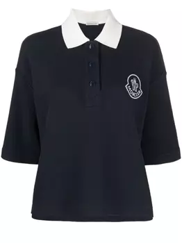 Moncler рубашка поло с вышитым логотипом, синий