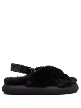 Moncler сандалии Solarisse с искусственным мехом, черный