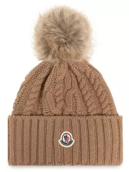 Moncler шапка-бини с косой вязкой, нейтральный цвет