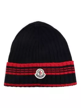 Moncler шапка бини с логотипом, синий