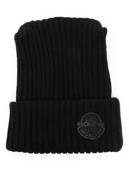 Moncler шапка бини с нашивкой-логотипом, черный