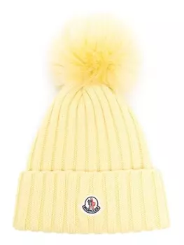Moncler шапка бини с помпоном, желтый