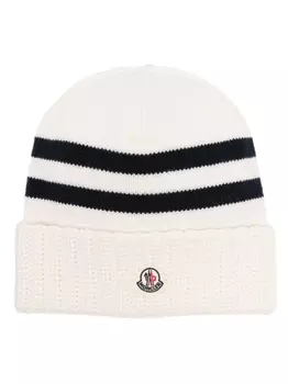 Moncler шапка бини в полоску, белый