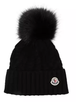 Moncler шапочка с помпоном, черный