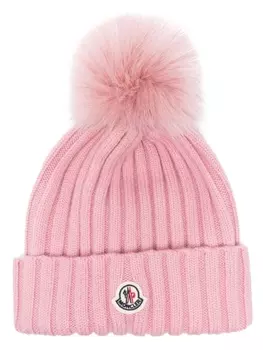 Moncler шерстяная шапка бини, розовый