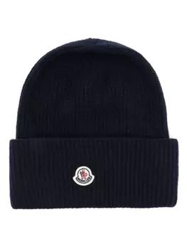 Moncler шерстяная шапка бини, синий