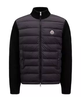 Moncler Стеганая пуховая куртка смешанной техники, черный