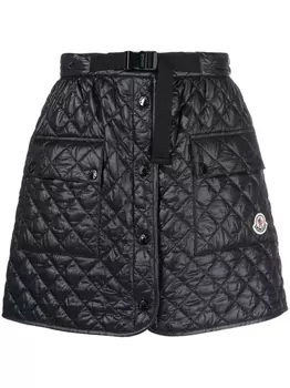Moncler стеганая юбка А-силуэта, черный