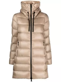 Moncler стеганое пальто Suyen с капюшоном, нейтральный цвет