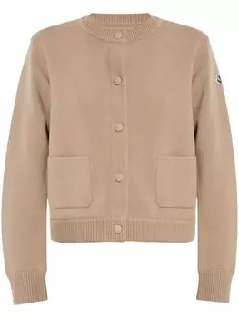 Moncler стеганый шерстяной кардиган, нейтральный цвет