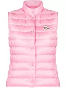 Moncler стеганый жилет с нашивкой-логотипом, розовый