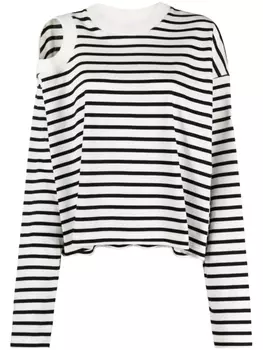 Moncler striped cut-out T-shirt, белый