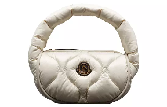 Moncler Сумка-полумесяц из ткани, женская на одно плечо, белая