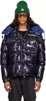 Moncler Темно-синий короткий пуховик Karakorum