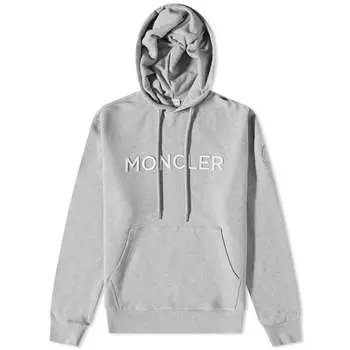Moncler Толстовка с логотипом и шнурком Popover, серый