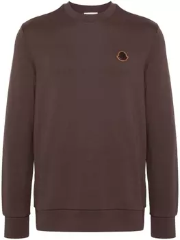 Moncler толстовка с нашивкой-логотипом, коричневый
