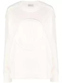 Moncler толстовка с нашивкой-логотипом, нейтральный цвет