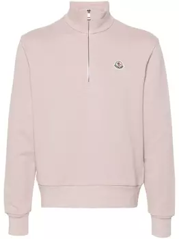 Moncler толстовка с нашивкой-логотипом, розовый