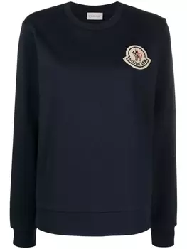 Moncler толстовка с нашивкой-логотипом, синий