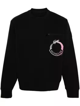 Moncler толстовка с приспущенными плечами и логотипом, черный