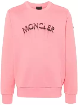 Moncler толстовка с вышитым логотипом, розовый