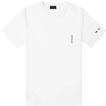 Moncler Трехцветная футболка с логотипом на рукавах и язычками, белый