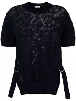 Moncler трикотажный топ с декоративной строчкой, синий