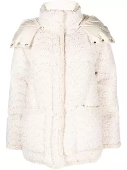 Moncler твидовый пуховик Agrobate, нейтральный цвет