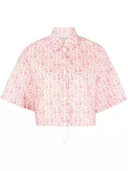 Moncler укороченная рубашка с логотипом, розовый