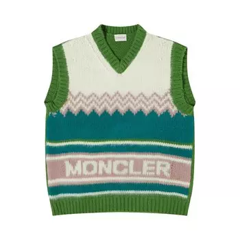 Moncler Вязаный жилет Зеленый/Розовый/Белый
