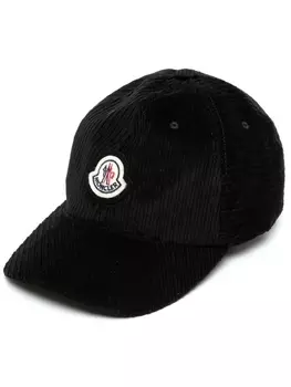 Moncler вельветовая кепка с нашивкой-логотипом, черный