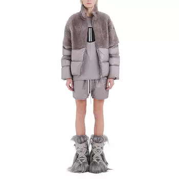 Moncler X Пуховик мужской светло-коричневый Rick Owens, коричневый