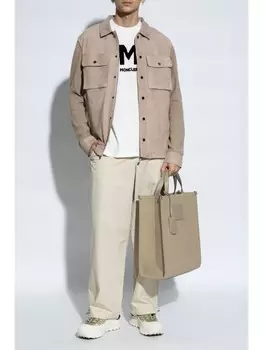 Moncler замшевая рубашка, нейтральный цвет
