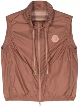 Moncler жилет с кулиской и логотипом, розовый