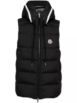 Moncler жилет с нашивкой-логотипом, черный