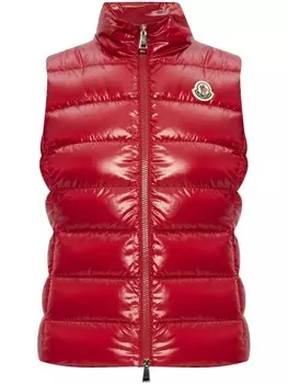 Moncler жилет с нашивкой-логотипом и воротником-стойкой, красный
