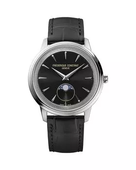 Монета Moonphase, часы, 37 мм Frederique Constant, черный