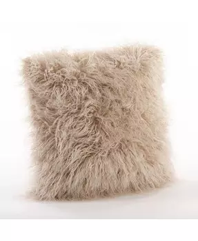 Монгольская декоративная подушка из искусственного меха, 18 x 18 дюймов Saro Lifestyle, бежевый