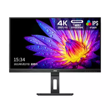 Монитор AOC U27P2C, 27", 3840х2160, 60 Гц, IPS, черный