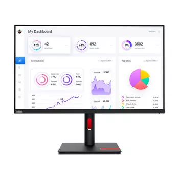 Монитор Lenovo ThinkVision T32p-30, 31.5", 3840x2160, 60 Гц, IPS, черный