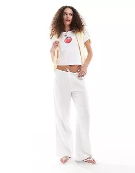 Monki – белые фактурные широкие брюки