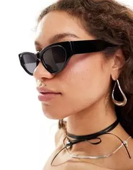 Monki — черные солнцезащитные очки «кошачий глаз» из ацетата