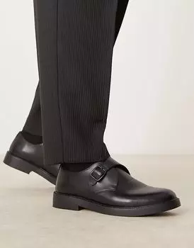 Монки из черной кожи ASOS DESIGN