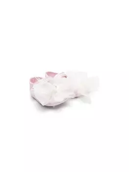 Monnalisa атласные балетки с бантом, розовый