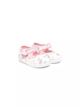 Monnalisa балетки на липучках с цветочным принтом, розовый