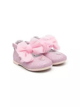 Monnalisa балетки с бантами и блестками, розовый