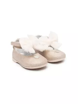 Monnalisa балетки с бантами и блестками, золотистый