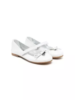 Monnalisa балетки с подвеской-логотипом, белый